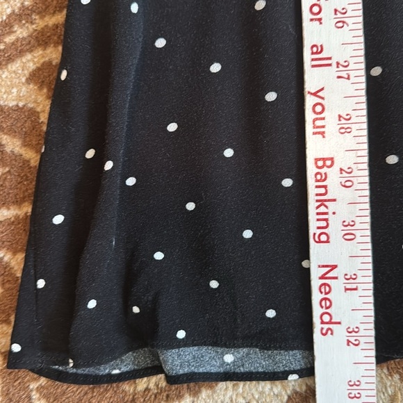 Free People black/white polka dot flared Mini dress Womens 4 deep V cocktail - Picture 10 of 11